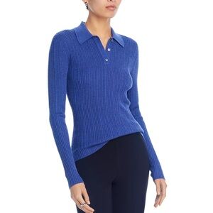 Theory Slim Rib Knit Polo NWT in Royal Blue